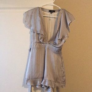 Romper blue/white striped